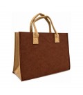 Saco em Feltro Dupla Cor Castanho/Creme 35x12x25