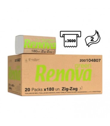 Toalha de Mao Renova Green Zig-Zag 20 pak x 180 un